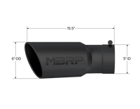 MBRP Universal Tip 6in OD 5in Inlet 15.5in Length 30 Deg Bend Angled Rolled End Black