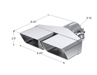 MBRP Universal Tip 8inx 2.375in ID Rectangle 2.5in O.D. inlet 8.25in length T304
