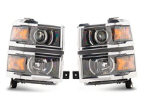 Raxiom 14-15 Chevrolet Silverado 1500 OE Projector Headlights/Chrome Trim- Black- Clear Lens