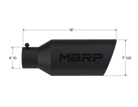 MBRP Universal Exhaust Tip 7in O.D. Rolled End 4in Inlet 18in Length - Black