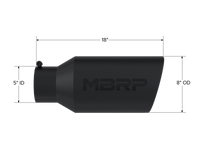 MBRP Universal Tip 8in OD Rolled End 5in Inlet 18in Length T304 - Black