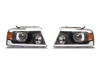 Raxiom 04-08 Ford F-150 Axial Series Projector Headlights with LED Bar- Black Housing- Clear Lens