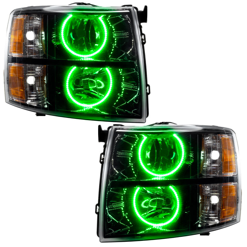 Oracle Lighting 07-13 Chevrolet Silverado Assembled Halo Headlights Round Style -Green