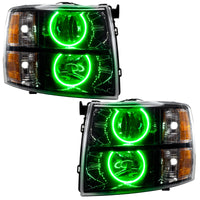 Oracle Lighting 07-13 Chevrolet Silverado Assembled Halo Headlights Round Style -Green