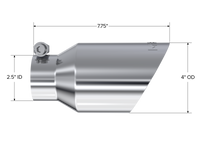 MBRP Universal Tip 4in O.D. Dual Wall Angled 2.5in inlet 8in length T304