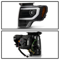 Spyder Ford F150 09-14 Halogen Light Bar Projector Headlights Black PRO-YD-FF15009PL-SEQ-BK