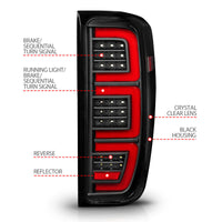 ANZO 19-23 GMC Sierra 1500/2500HD/3500HD Black Replacement Full LED Bar Tail Light
