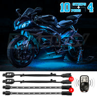 XK Glow Strips Single Color XKGLOW LED Accent Light Motorcycle Kit Light Blue - 10xPod + 4x8In