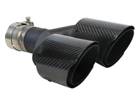 aFe Takeda 2.5in 304 Stainless Steel Clamp-on Exhaust Tip Driver side 2.5in Inlet 4in Dual-Carbon