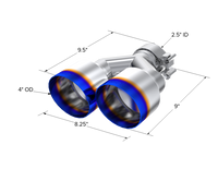 MBRP Burnt End Tip 2.5 ID Dual 4 OD Out 9.55 length Single wall 304 Stainless Steel Pass Side