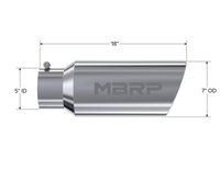 MBRP Universal Tip 7in O.D. Rolled End 5in inlet 18in length - T304 (SINGLE TIP)