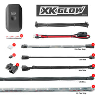 XK Glow XKchrome Boat Strip Advanced Kit w/ Dual-Mode Dash Mount Controller 4x36In + 4x9In