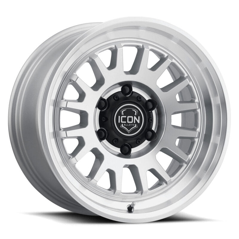 ICON Anza 17x8.5 / 5x5 / -6mm / 4.5in BS Silver Machined Wheel