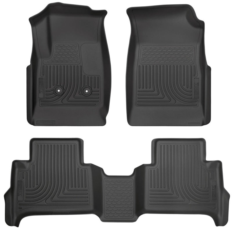 Husky Liners 15-22 GM Colorado/Canyon Double Cab WeatherBeater Front & 2nd Row Floor Liners - Black
