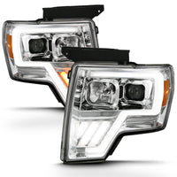 ANZO 2009-2013 Ford F-150 Projector Light Bar G4 Switchback Headlights Chrome Amber