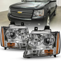 ANZO 2007-2014 Chevy Tahoe Crystal Headlight Chrome Amber(OE)