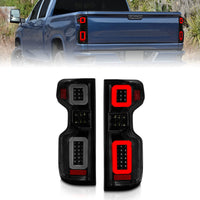 ANZO 19-21 Chevy Silverado Work Truck Full LED Taillights Blk Housing Smoke Lens G2 (w/C light Bars)