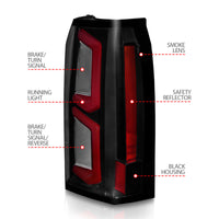 ANZO 2015-2020 Chevrolet Tahoe LED Tail Lights w/ Light Bar Black Housing Smoke Lens