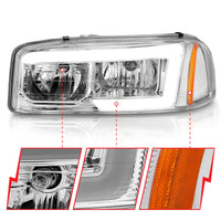 ANZO 99-17 GMC Sierra/Denali Headlights Chrome Amber (w/C Light Bars)