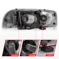 ANZO 99-17 GMC Sierra/Denali Headlights Chrome Amber (w/C Light Bars)