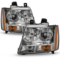 ANZO 2007-2014 Chevy Tahoe Crystal Headlight Chrome Amber(OE)