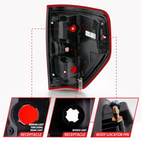 ANZO 2009-2014 Ford F-150 Euro Taillight Red/Clear (W/O Bulb)