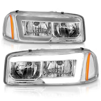 ANZO 99-17 GMC Sierra/Denali Headlights Chrome Amber (w/C Light Bars)