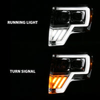 ANZO 2009-2013 Ford F-150 Projector Light Bar G4 Switchback Headlights Chrome Amber