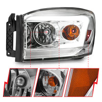 ANZO 06-09 Dodge RAM 1500/2500/3500 Headlights Chrome Housing/Clear Lens (w/ Light Bars)