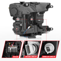 ANZO 18-20 Ford F-150 Full Led Projector Light Bar Headlights Black Amber