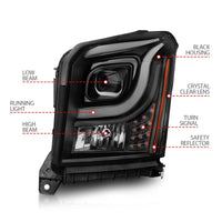 ANZO 15-17 GMC Yukon/Yukon XL Projector Headlights Black Housing/Clear Lens (w/ Light Bars)