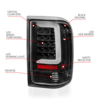ANZO 1993-1997 Ford  Ranger LED Tail Lights w/ Light Bar Black Housing Clear Lens