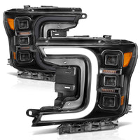 ANZO 18-20 Ford F-150 Full Led Projector Smoke Bar Style Headlights Black Amber
