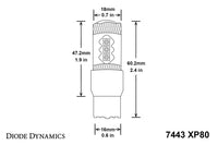 7443 LED Bulb XP80 LED Amber Single Diode Dynamics