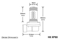 H8 XP80 LED Cool White Pair Diode Dynamics