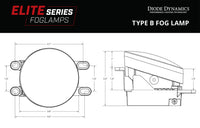 Elite Series Type B Fog Lamps, Yellow Pair Diode Dynamics