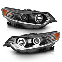 ANZO 2009-2012 Acura TSX Projector Headlights w/ Halo Black (CCFL) (HID Compatible)