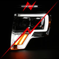 ANZO 2009-2013 Ford F-150 Projector Light Bar G4 Switchback Headlights Chrome Amber