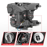 ANZO 18-20 Ford F-150 Full Led Projector Smoke Bar Style Headlights Black Amber