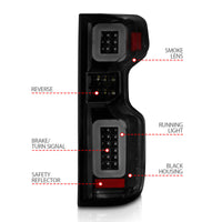 ANZO 19-21 Chevy Silverado Full LED Taillights Black Housing Smoke Lens G2 (w/C light Bars)