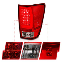 ANZO 04-15 Nissan Titan Full LED Taillights Chrome Housing Red/Clear Lens
